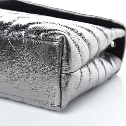 Saint Laurent Metallic Calfskin Y Quilted Monogram Small Loulou Chain Satchel Acciaio 6 of 10