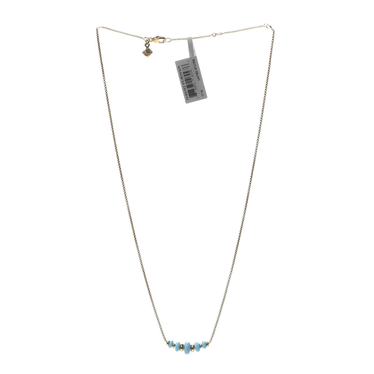 18K Yellow Gold Turquoise Rio Rondelle Short Station Necklace