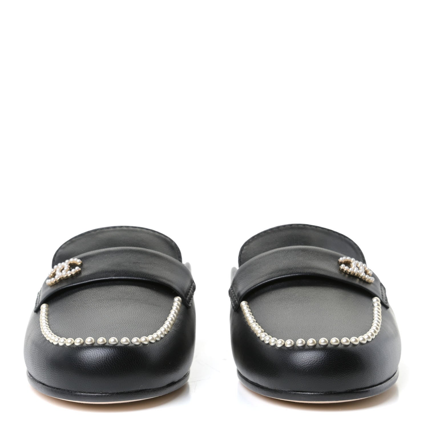 Chanel Lambskin Pearl CC Mules 36 Black 4 of 12