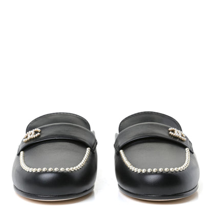 Chanel Lambskin Pearl CC Mules 36 Black 4 of 12