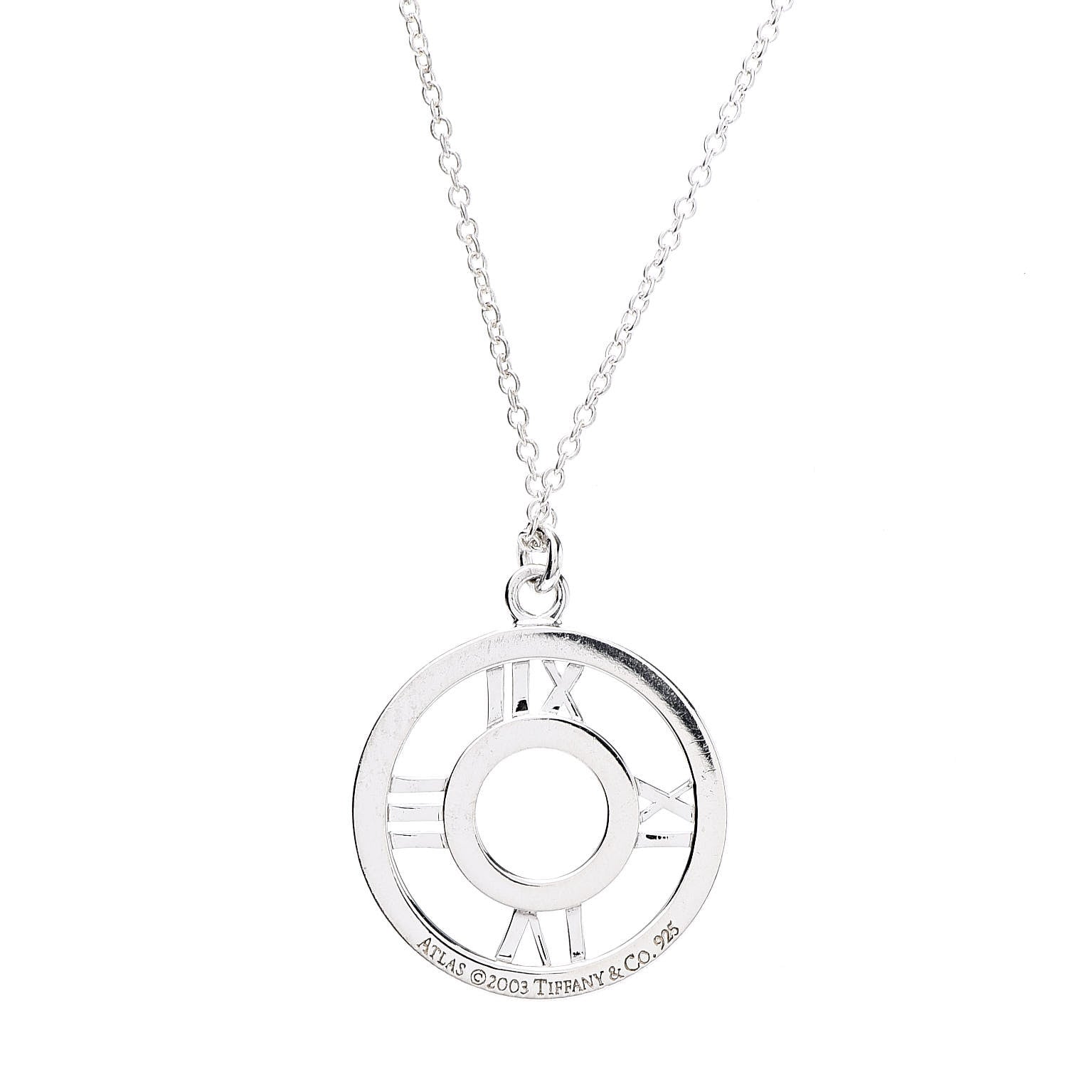 Tiffany Sterling Silver Medium Atlas Open Pendant Necklace 5 of 7