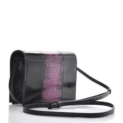 Saint Laurent Snakeskin Two Tone Monogram Toy Kate Strap Wallet Nero Black Fuchsia 3 of 7