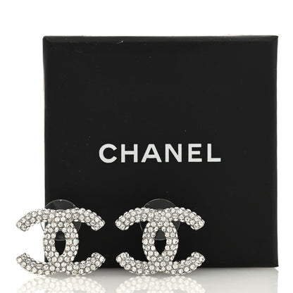 Chanel Crystal CC Treasure Chest Earrings Silver 5 of 5