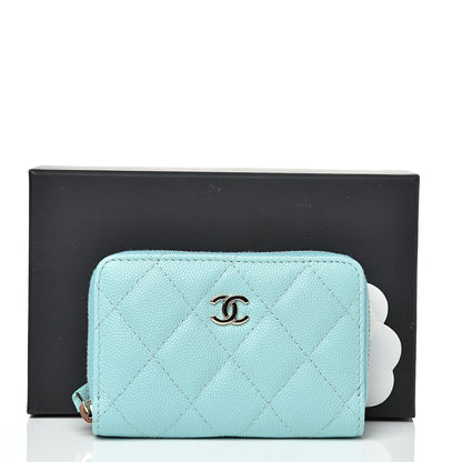 Chanel Caviar Quilted Zip Coin Purse Light Blue 7 of 7