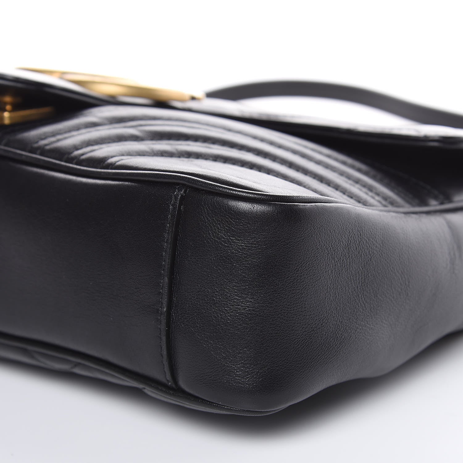 Gucci Calfskin Matelasse Medium GG Marmont Shoulder Bag Black 9 of 16