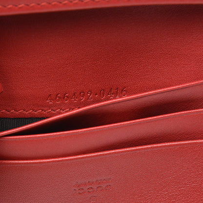 Gucci Calfskin Matelasse GG Marmont Card Case Wallet Hibiscus Red 7 of 8