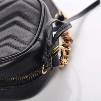 Gucci Calfskin Matelasse Mini GG Marmont Chain Shoulder Bag Black 14 of 15