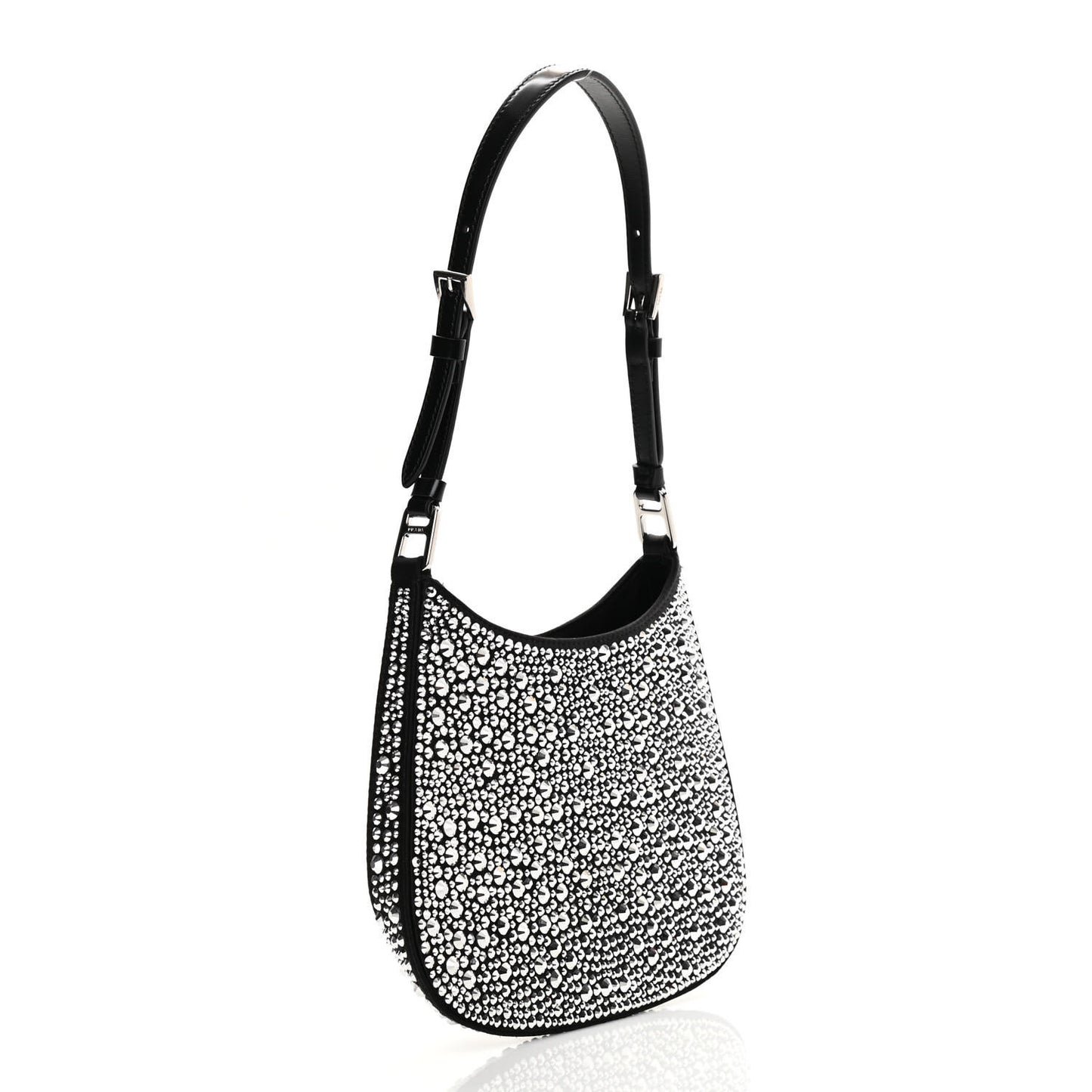 Satin Crystal Cleo Adjustable Strap Shoulder Bag Metal
