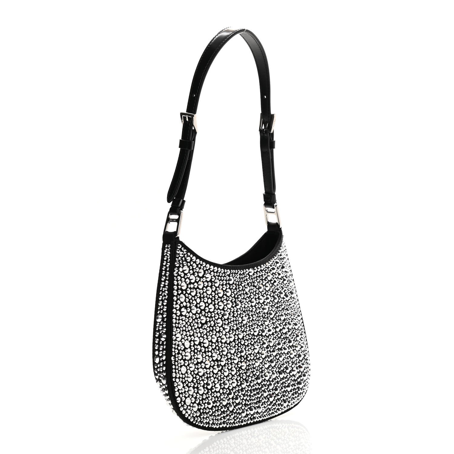 Prada Satin Crystal Cleo Adjustable Strap Shoulder Bag Metal 3 of 11