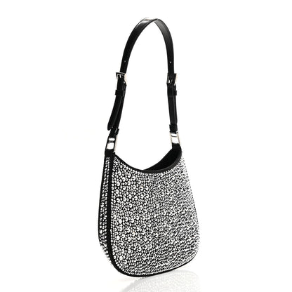 Prada Satin Crystal Cleo Adjustable Strap Shoulder Bag Metal 3 of 11