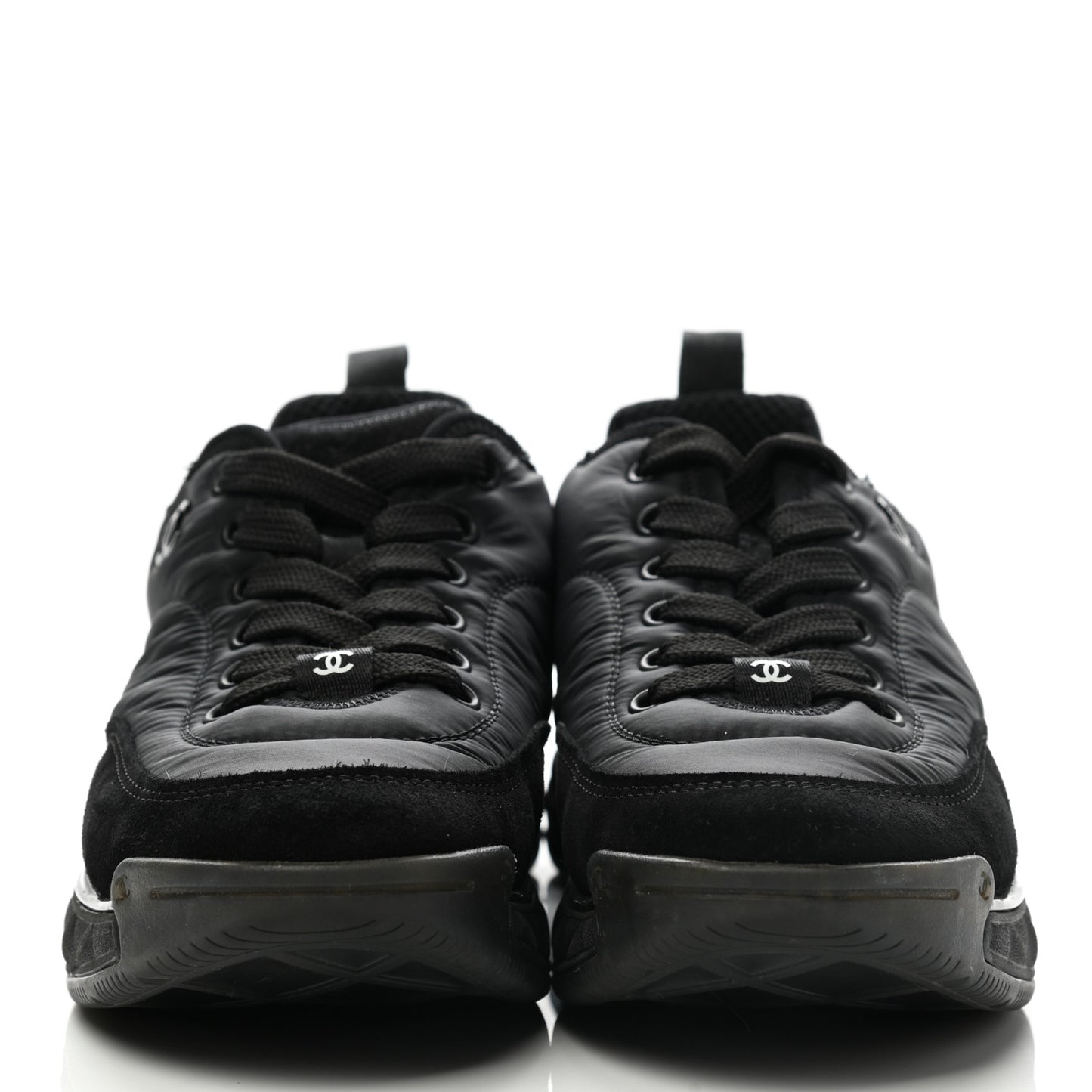 Nylon Calfskin Suede CC Sneakers 37.5 Black