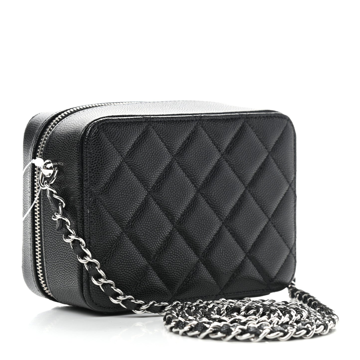 Caviar Quilted CC Vanity Case With Chain Black