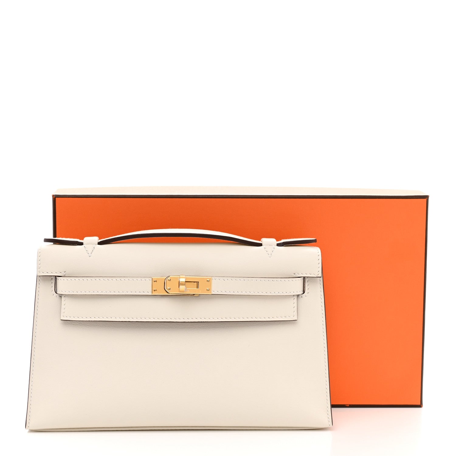 Hermes Swift Horseshoe Kelly Pochette Clutch Nata Gold 32 of 32