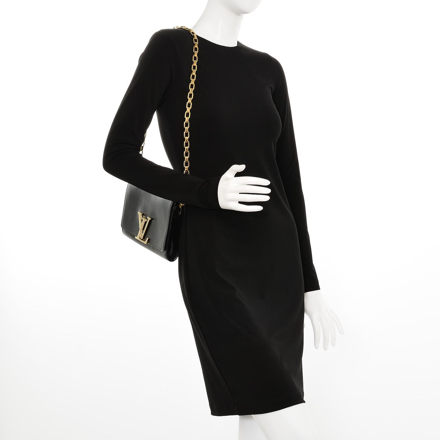 Calfskin Chain Louise GM Black