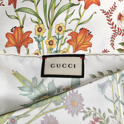 Gucci Silk Twill Nuovoflora Square Handkerchief Ivory Blue 3 of 4