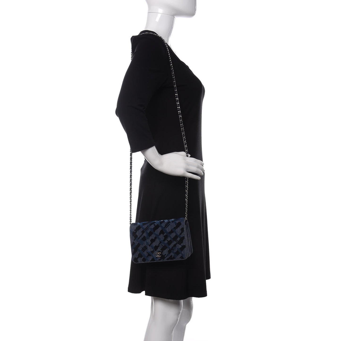 Denim Velvet Wallet On Chain WOC Blue