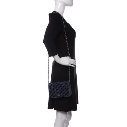 Chanel Denim Velvet Wallet On Chain WOC Blue 2 of 10