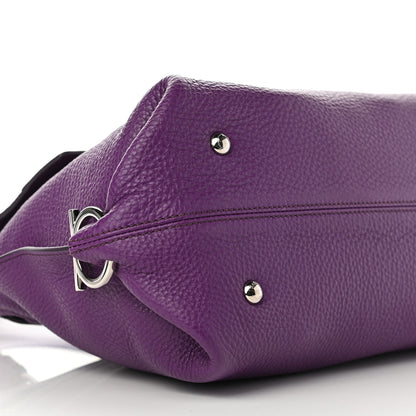 Salvatore Ferragamo Grained Calfskin Sofia Satchel Purple 9 of 10