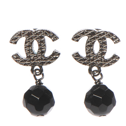 Chanel Ruthenium Bead CC Drop Earrings Black 1 of 3