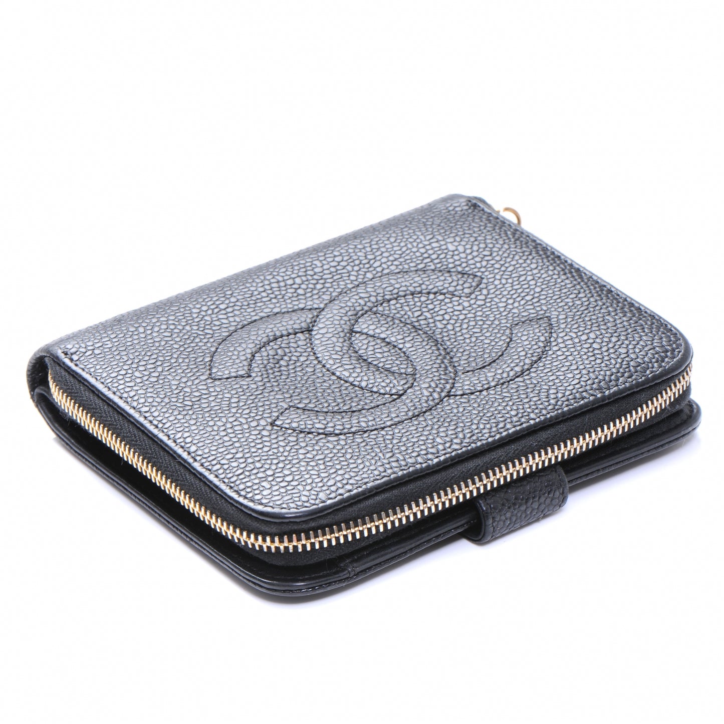 Caviar Zip Around Wallet Black