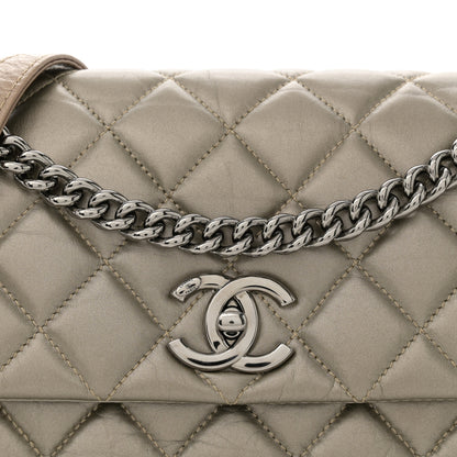 Chanel Aged Calfskin Quilted Small Lady Pearly Flap Silver Gold 8 of 11