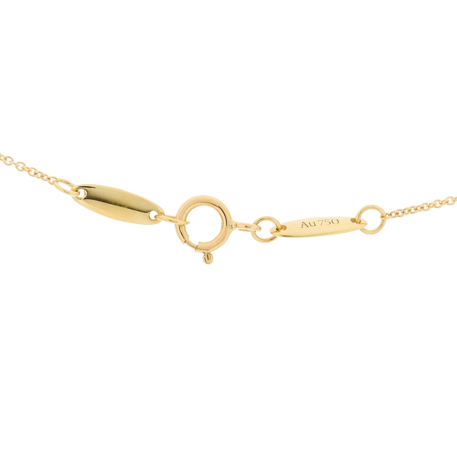 Tiffany 18K Yellow Gold Green Jade 9mm Elsa Peretti Bean Pendant Necklace 5 of 6