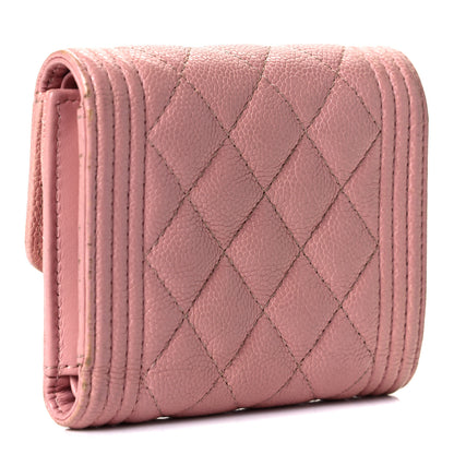 Chanel Caviar Quilted Boy Compact Wallet Pink 3 of 10