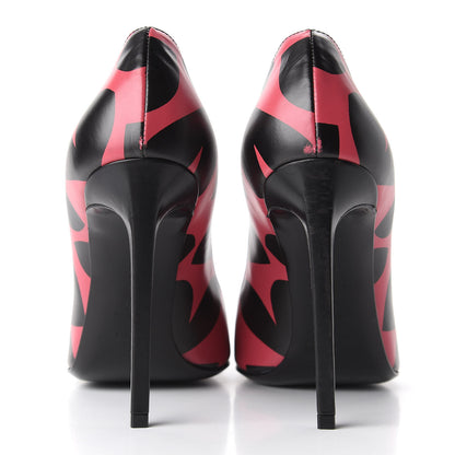 Saint Laurent Calfskin Big Heart Paris 105 Pumps 39 Rouge Black 7 of 11
