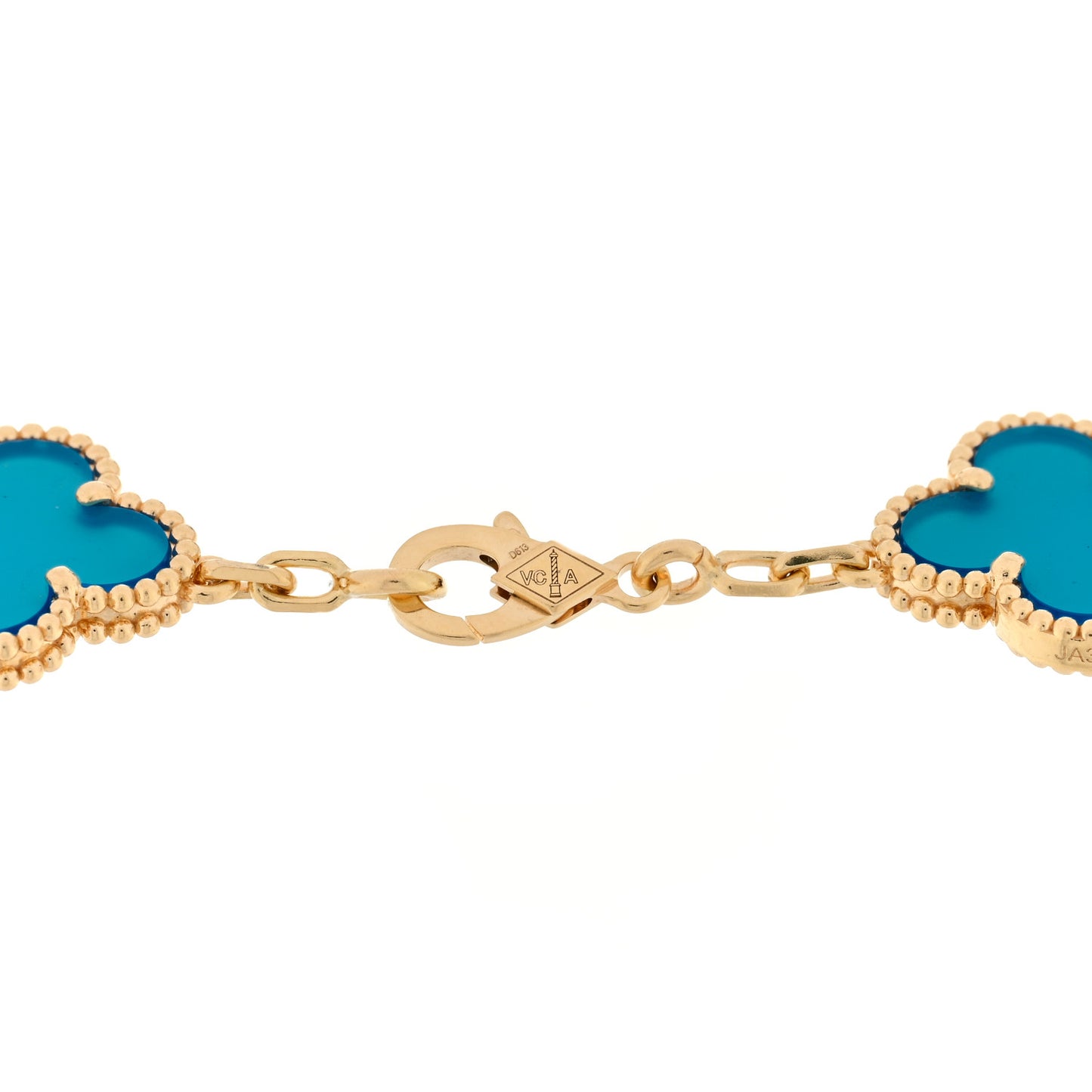 18K Yellow Gold Blue Agate 5 Motifs Vintage Alhambra Bracelet