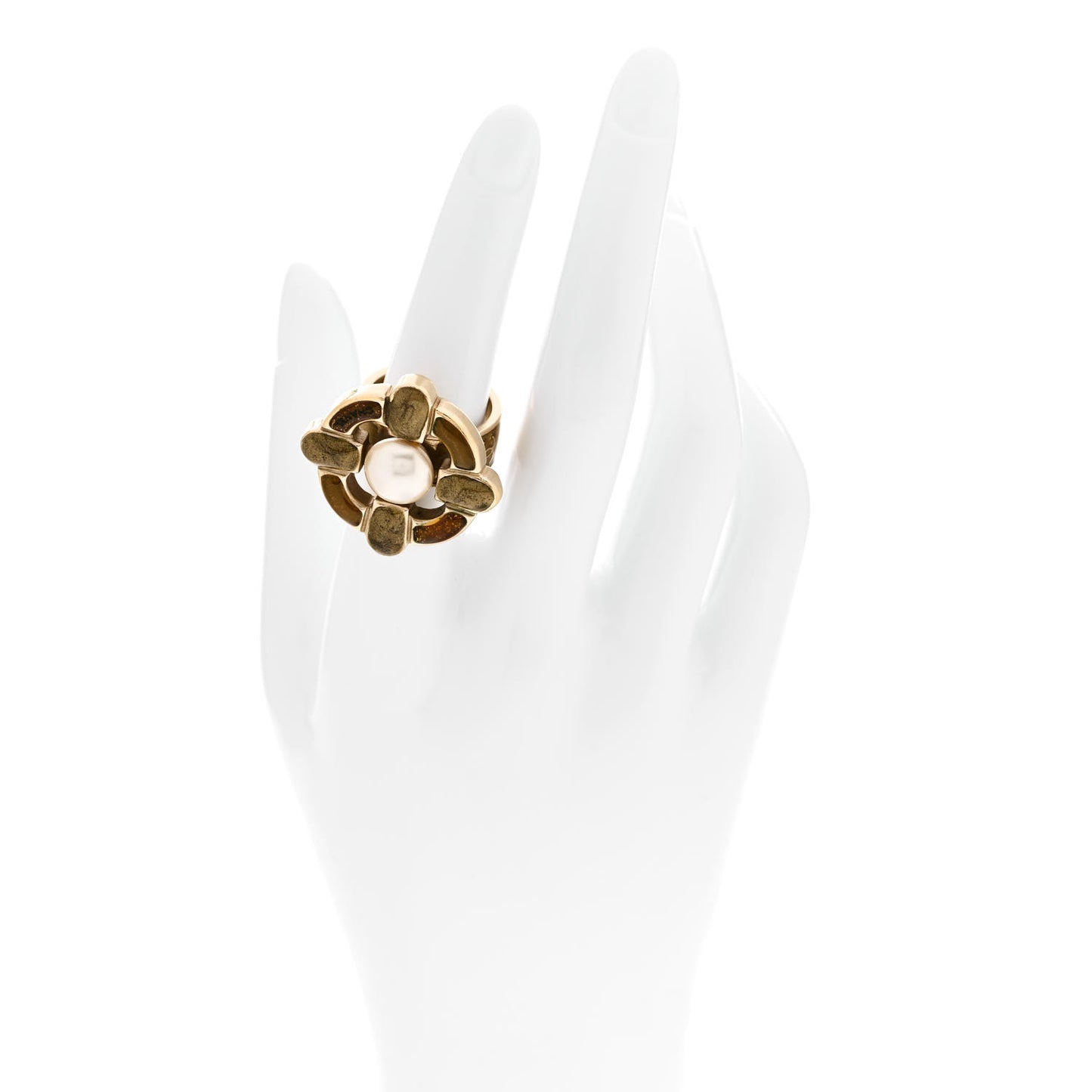 Pearl Resin CC Ring 54 7 Brown Gold