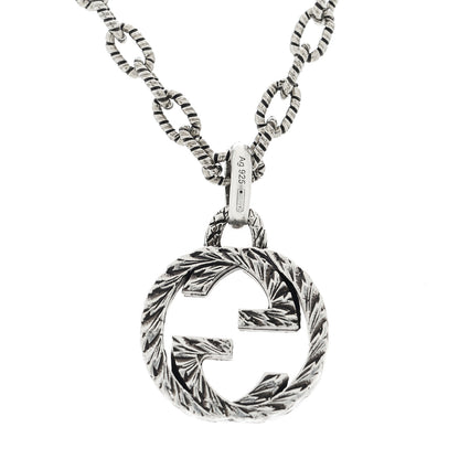 Gucci Sterling Silver Small Textured Interlocking G Pendant Necklace 5 of 7