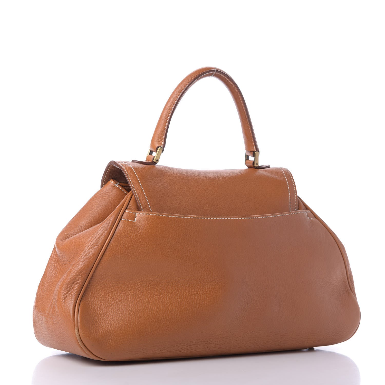 Christian Dior Calfskin Saddle Top Handle Satchel Tan 3 of 9