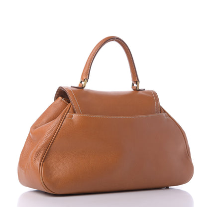 Christian Dior Calfskin Saddle Top Handle Satchel Tan 3 of 9