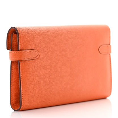 Hermes Chevre Mysore Kelly Longue Wallet Orange 4 of 8
