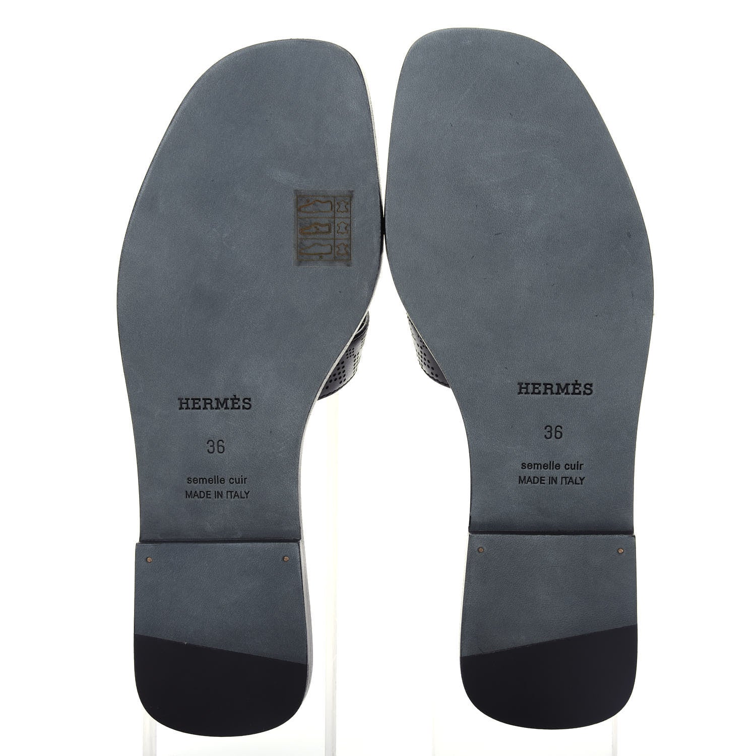 Hermes Calfskin Perforated Oran Sandals 36 Black 6 of 10