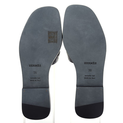 Hermes Calfskin Perforated Oran Sandals 36 Black 6 of 10