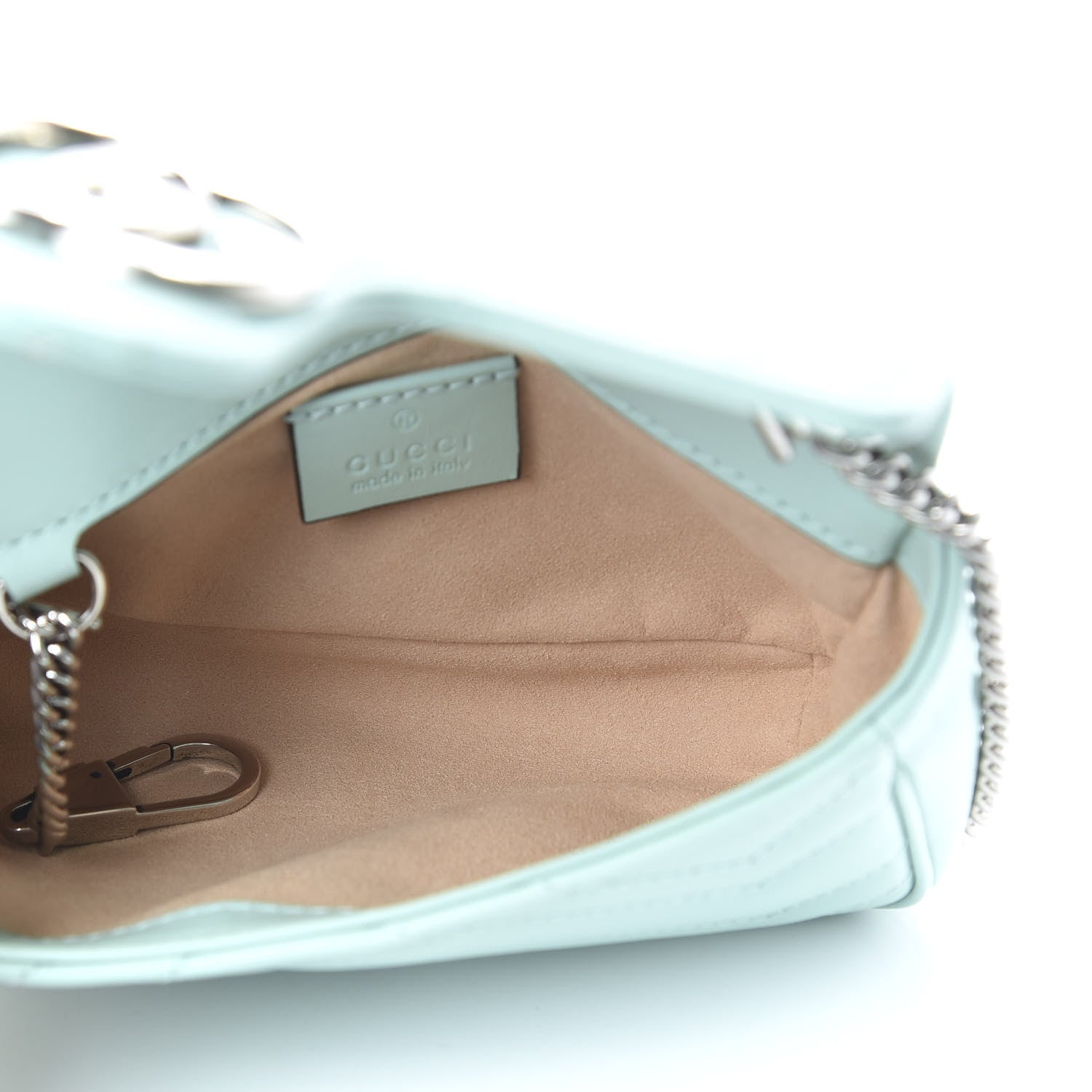 Gucci Calfskin Matelasse Super Mini GG Marmont Shoulder Bag Water Green 4 of 10