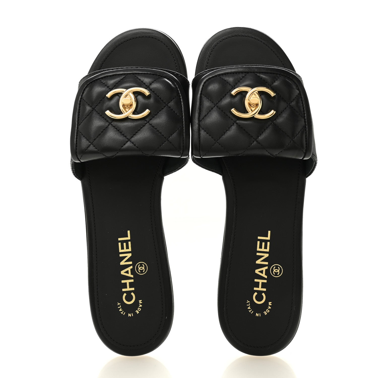 Chanel Lambskin Quilted Turnlock Flat Mules 39 Black 39.5 Black 2 of 10