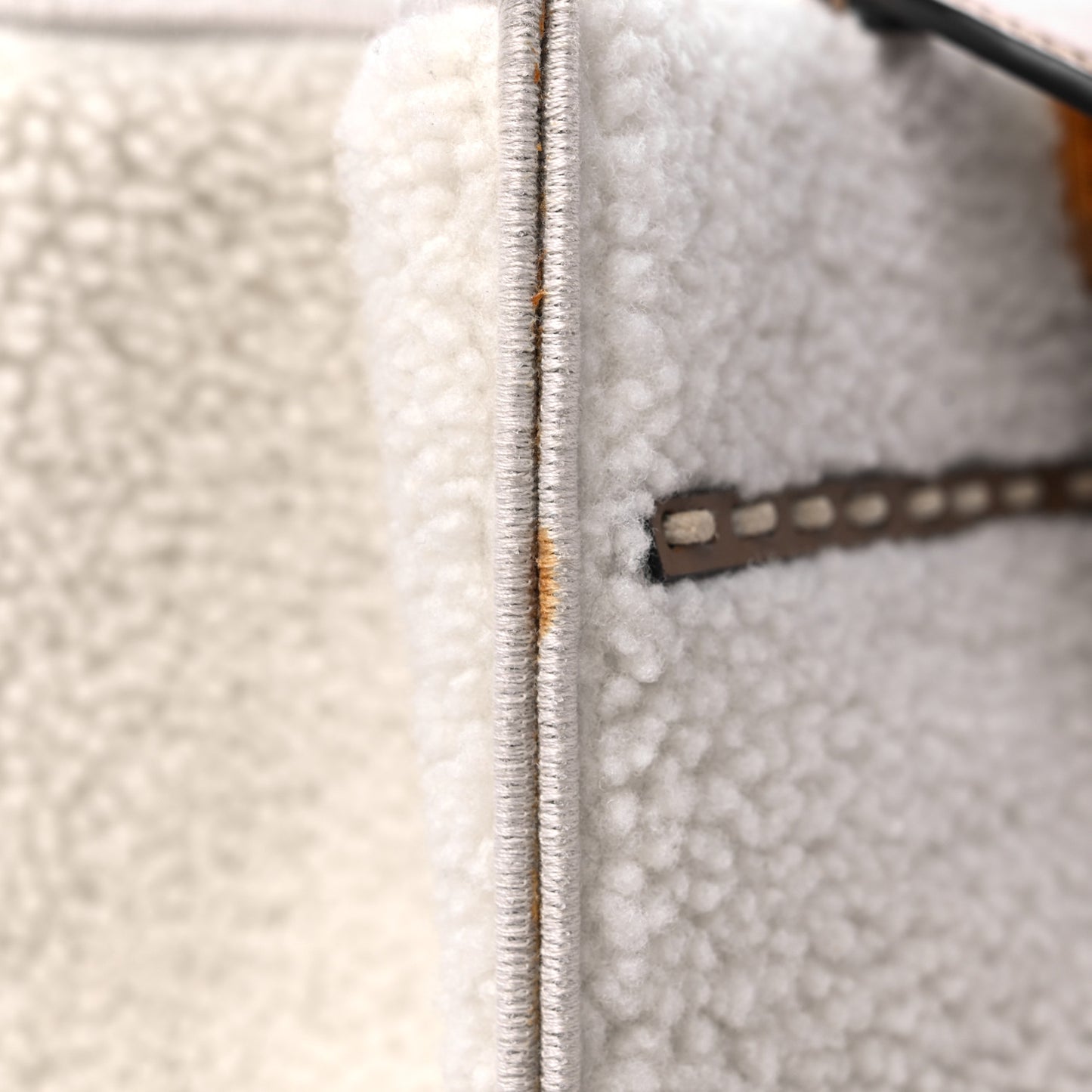 Shearling Vitello King Logo Medium Fendi Sunshine Shopper Tote White