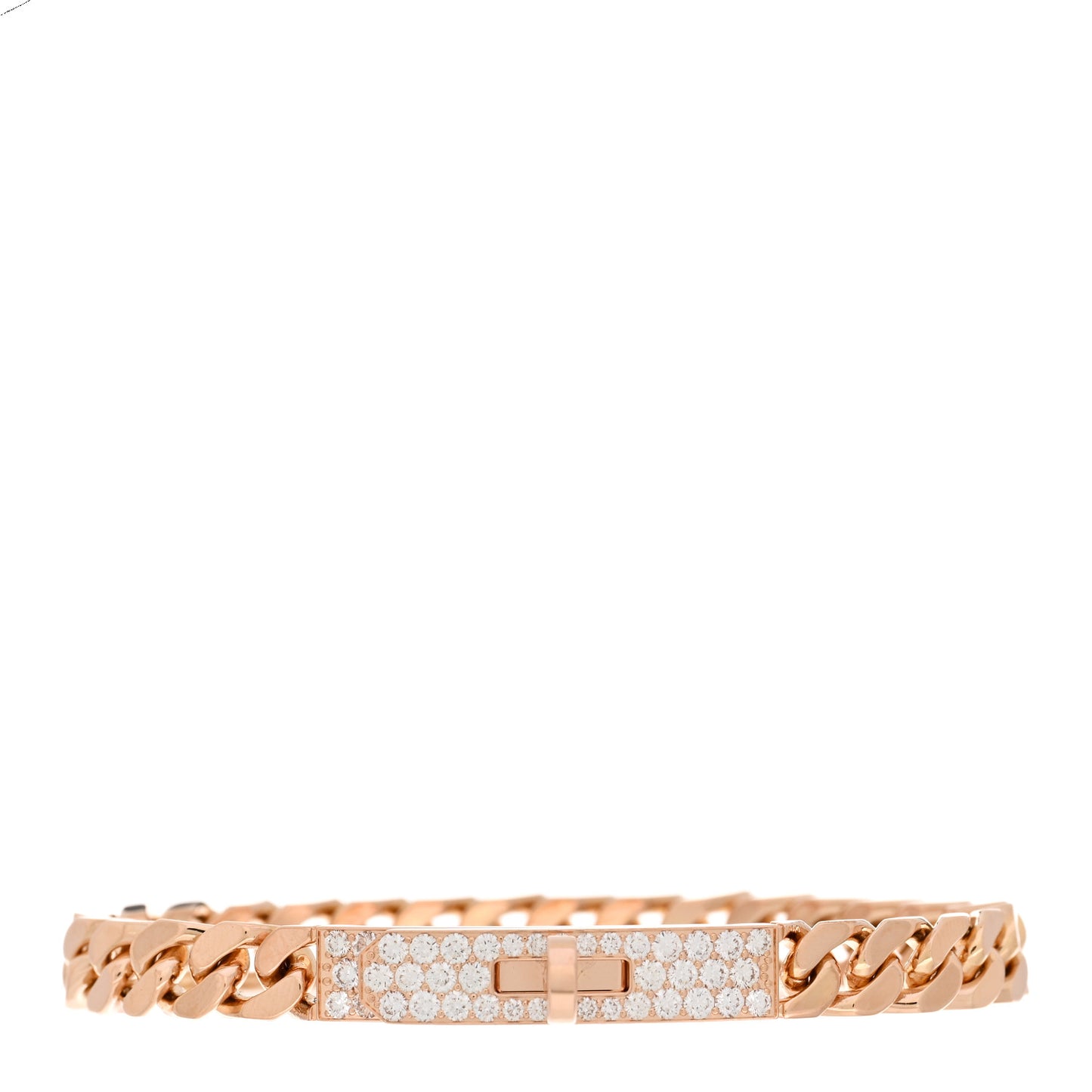 18K Rose Gold Diamond PM Kelly Gourmette Bracelet SH