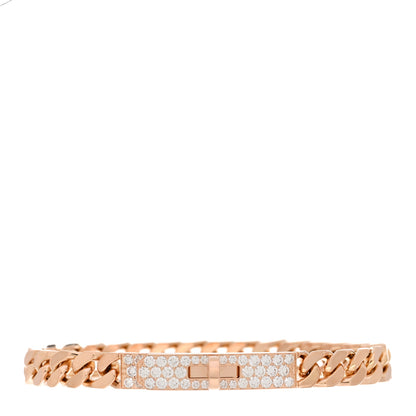 Hermes 18K Rose Gold Diamond PM Kelly Gourmette Bracelet SH 1 of 4