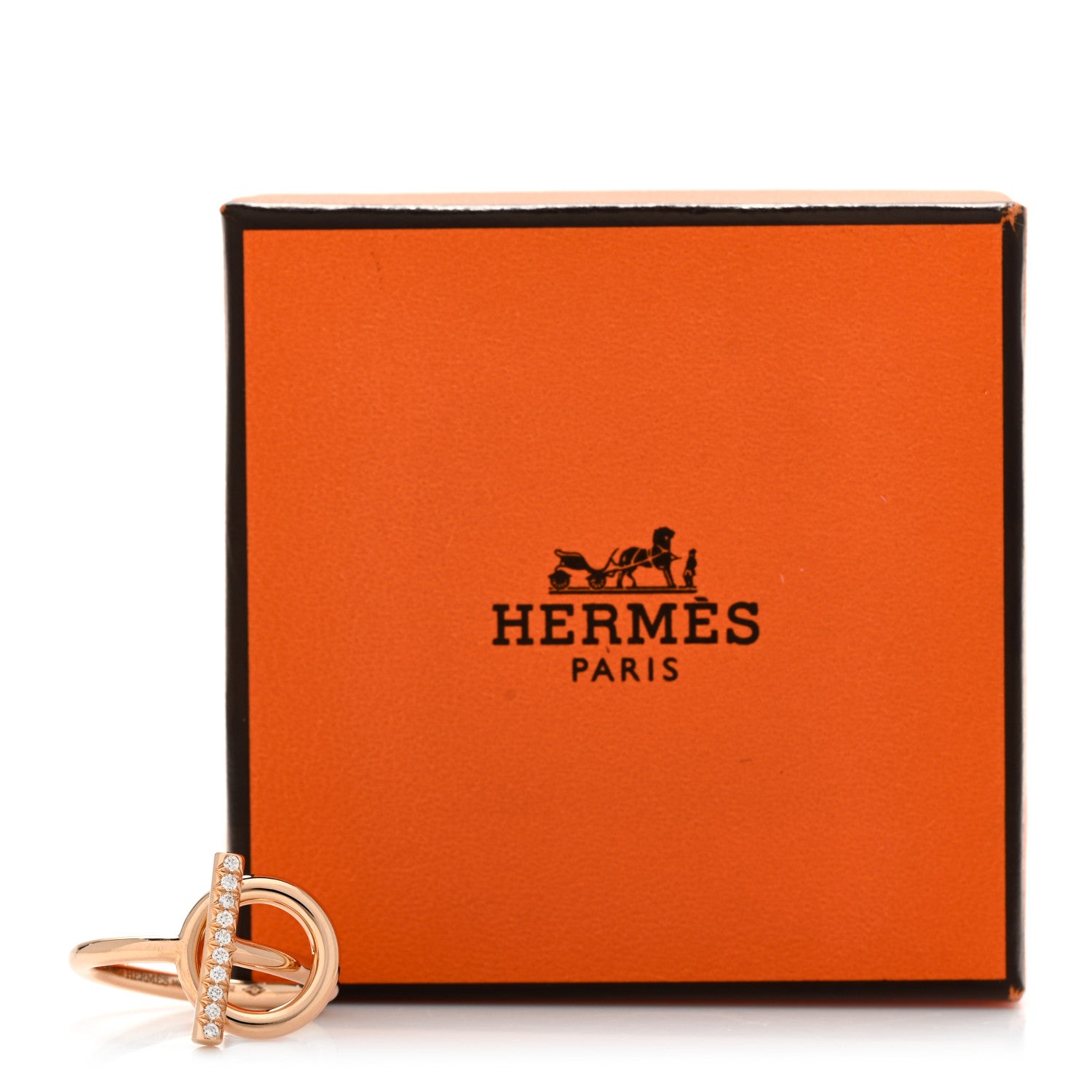 Hermes 18K Rose Gold Diamond PM Echappee Ring 52 6 5 of 5