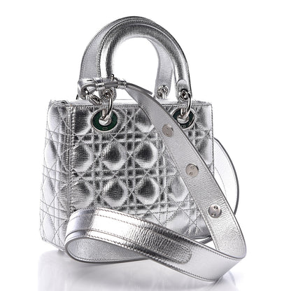 Christian Dior Metallic Grained Calfskin Cannage Small Lucky Badges My Lady Dior Silver 3 of 10