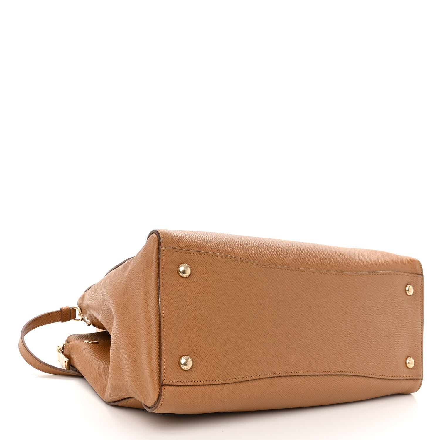 Prada Saffiano Cuir Double Zip Frame Tote Caramel 4 of 11