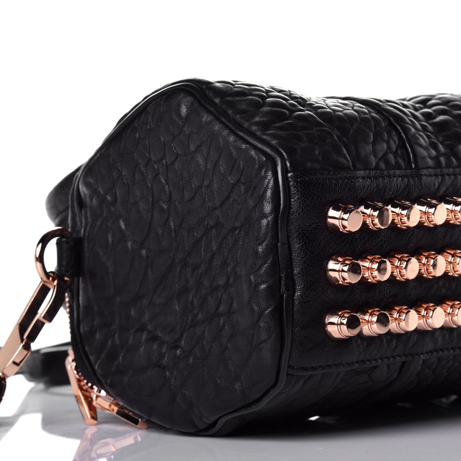 Alexander Wang Pebbled Lambskin Mini Rockie Black Rose Gold Hardware 8 of 9