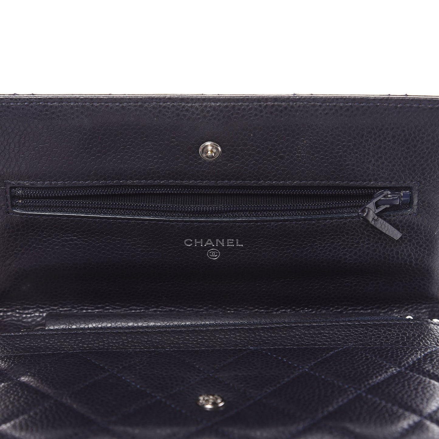Caviar Quilted Wallet On Chain WOC Navy Blue