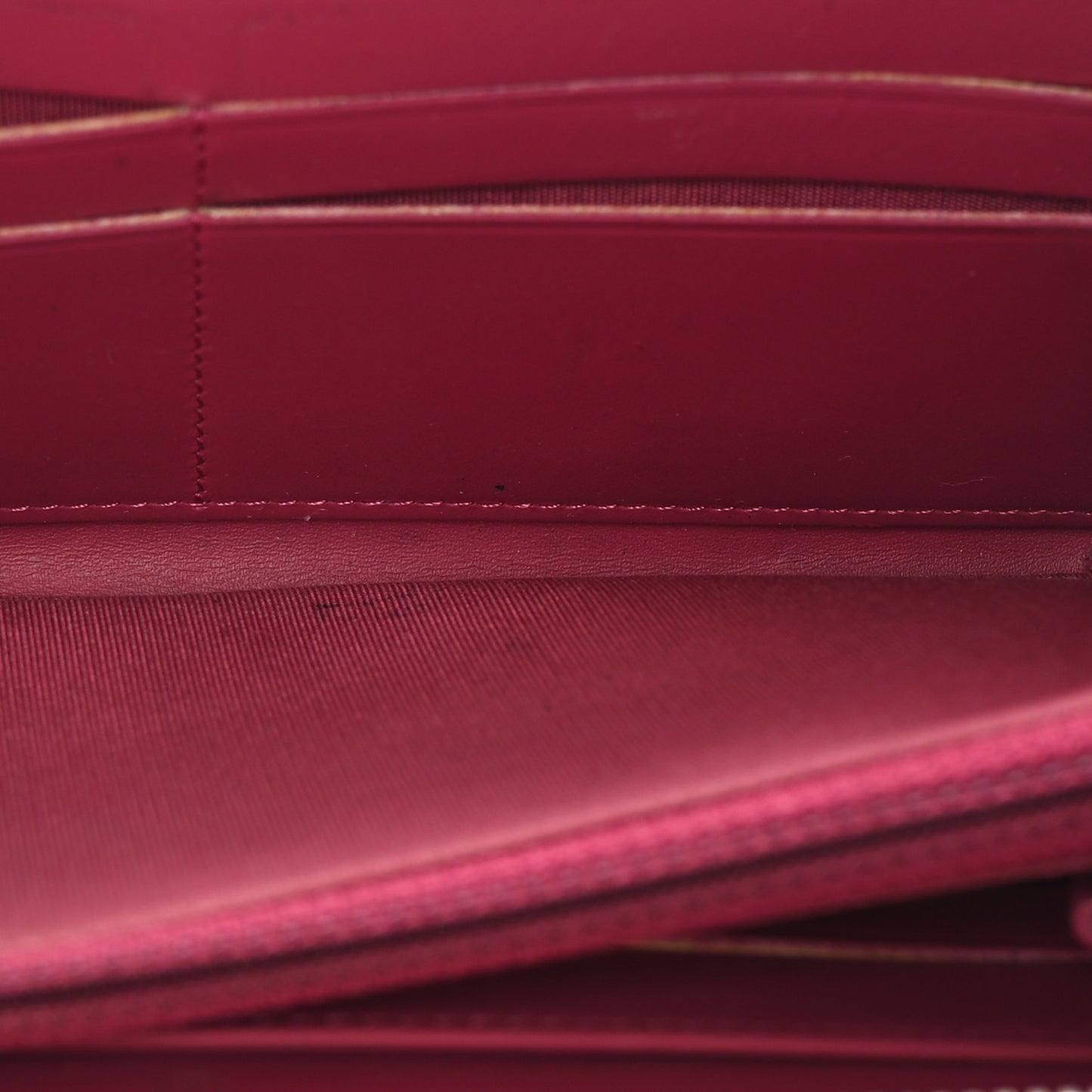 Patent Quilted Brilliant Zip Around Wallet Pink