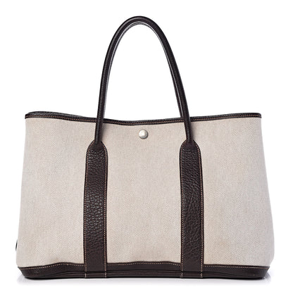 Hermes Toile Buffle Gala Garden Party Tote 36 MM Marron Fonce 1 of 11