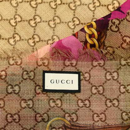 Gucci Wool Jacquard GG Monogram Big Panshie Fringe Shawl Roseate Beige 4 of 5
