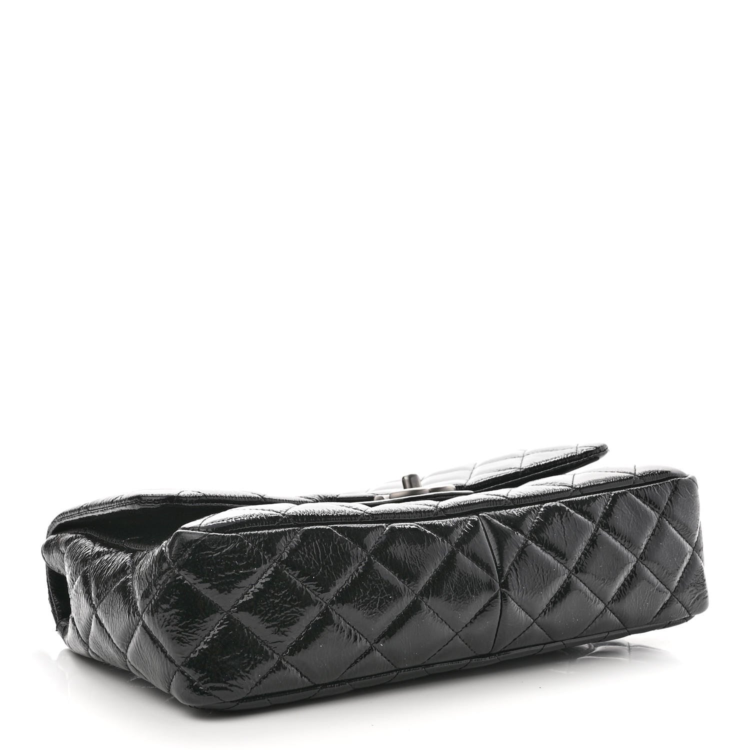 Chanel Crinkled Patent Quilted Jumbo Single Flap Black 4 of 11